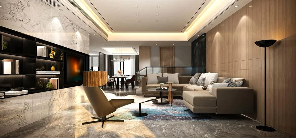 3D Render of Office, Working Space Stock Illustration