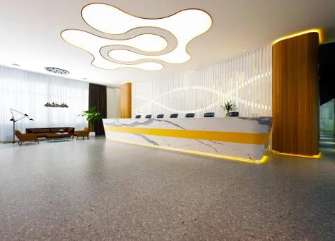 3D Render of Office, Working Space Stock Illustration