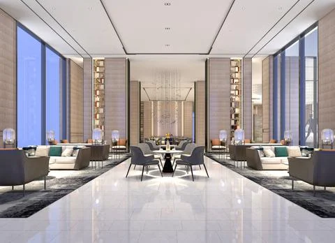 3D Render of Office, Working Space 스톡 일러스트