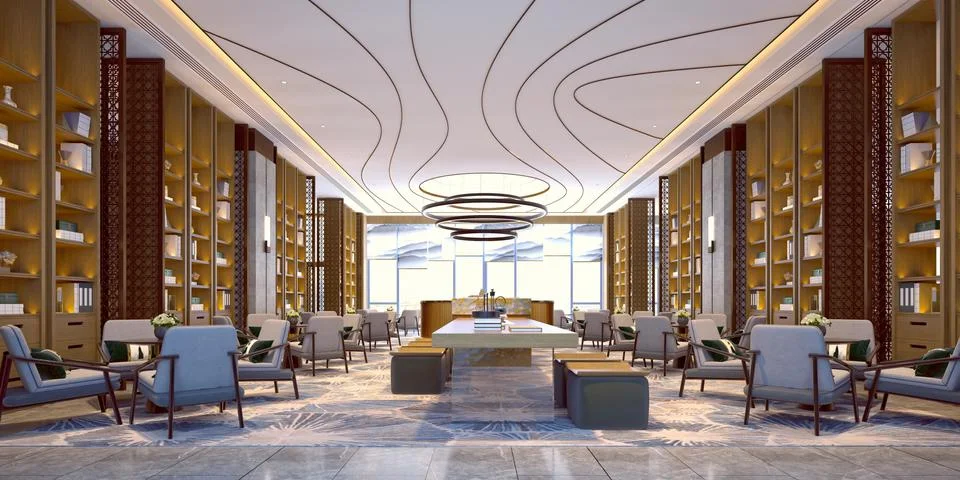 3D Render of Office, Working Space 스톡 일러스트