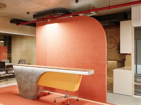 3D Render of Office, Working Space Stock Illustration