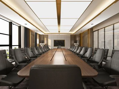 3D Render of Office, Working Space Stock Illustration