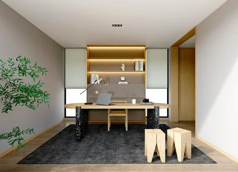 3D Render of Office, Working Space Illustrazione stock