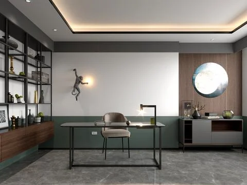 3D Render of Office, Working Space Illustrazione stock