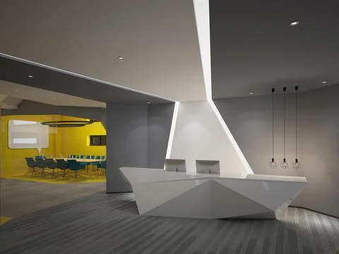 3D Render of Office, Working Space Stock Illustration