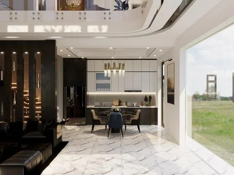 3D Render of Office, Working Space 스톡 일러스트