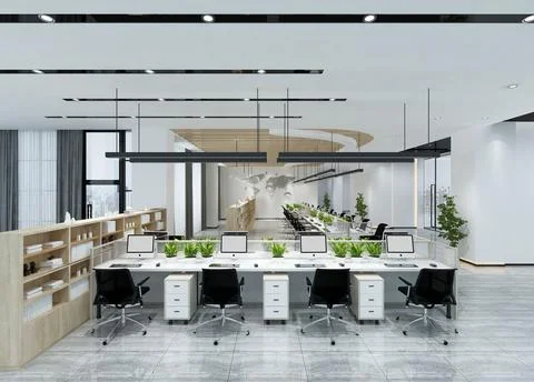 3D Render of Office, Working Space Stock Illustration