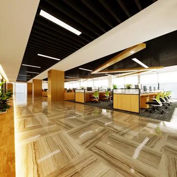 3D Render of Office, Working Space Ilustración de archivo