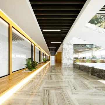 3D Render of Office, Working Space Stock Illustration