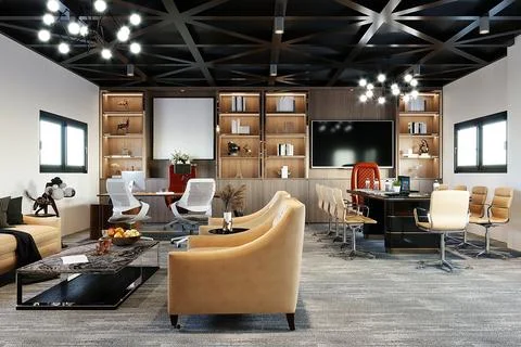 3D Render of Office, Working Space Illustrazione stock