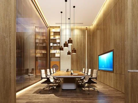 3D Render of Office, Working Space Stock Illustration