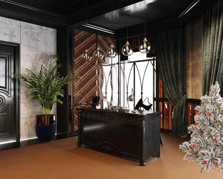 3D Render of Office, Working Space Stock Illustration