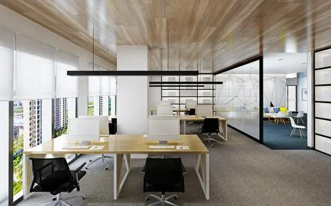 3D Render of Office, Working Space イラスト素材
