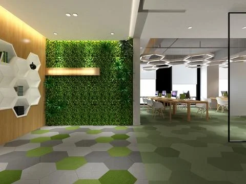 3D Render of Office, Working Space イラスト素材