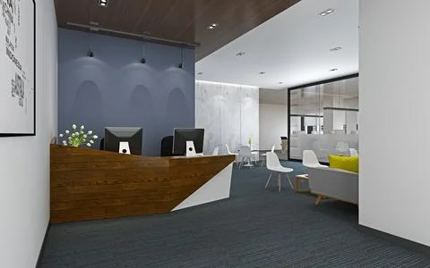 3D Render of Office, Working Space Stock Illustration