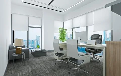3D Render of Office, Working Space イラスト素材