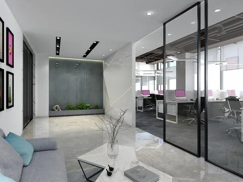 3D Render of Office, Working Space イラスト素材
