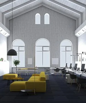 3D Render of Office, Working Space Stock Illustration