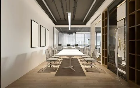 3D Render of Office, Working Space イラスト素材