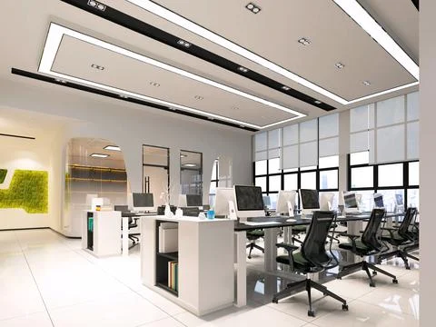 3D Render of Office, Working Space Stock Illustration