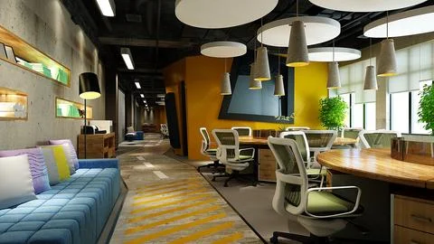 3D Render of Office, Working Space イラスト素材