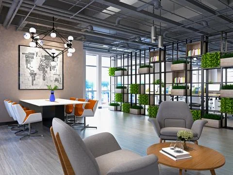 3D Render of Office, Working Space イラスト素材