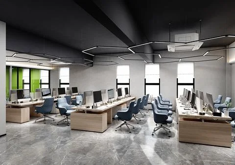 3D Render of Office, Working Space Stock Illustration
