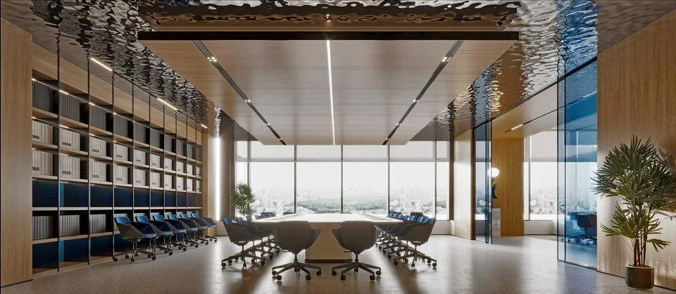 3D Render of Office, Working Space 스톡 일러스트