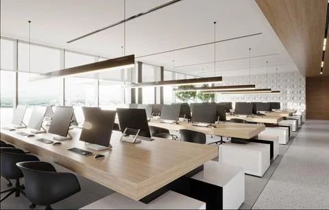 3D Render of Office, Working Space Stock Illustration