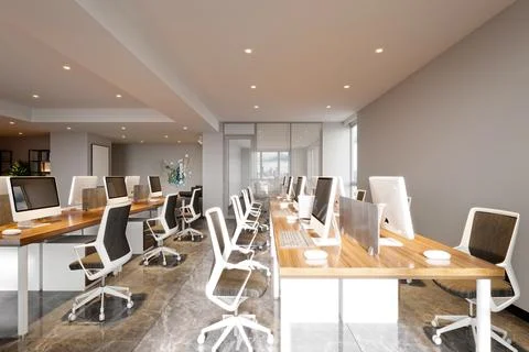 3D Render of Office, Working Space Stock Illustration