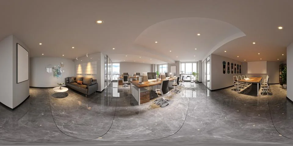3D Render of Office, Working Space Stock Illustration