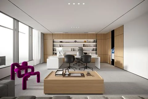 3D Render of Office, Working Space Stock Illustration