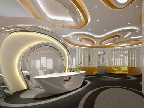 3D Render of Office, Working Space Stock Illustration