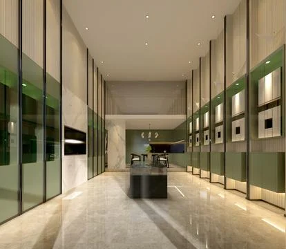 3D Render of Office, Working Space Stock Illustration