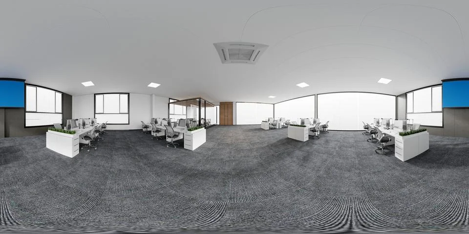 3D Render of Office, Working Space Stock Illustration