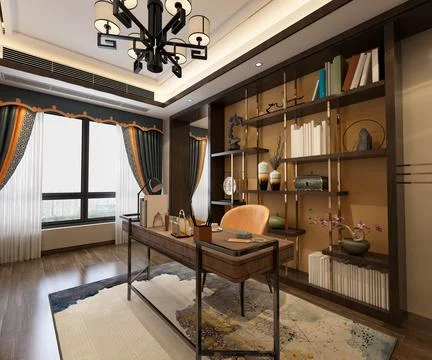 3D Render of Office, Working Space Stock Illustration