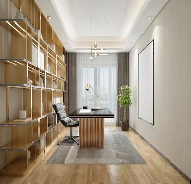 3D Render of Office, Working Space Stock Illustration
