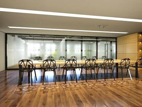 3D Render of Office, Working Space Ilustración de archivo