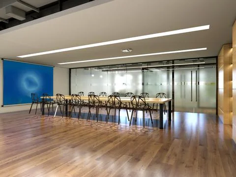 3D Render of Office, Working Space 스톡 일러스트
