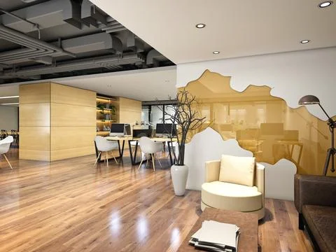3D Render of Office, Working Space Illustrazione stock