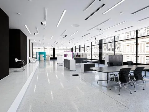 3D Render of Office, Working Space Stock Illustration