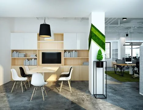 3D Render of Office, Working Space Stock Illustration