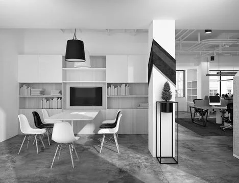 3D Render of Office, Working Space Stock Illustration