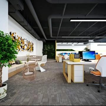 3D Render of Office, Working Space Stock Illustration