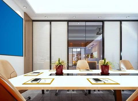 3D Render of Office, Working Space Stock Illustration