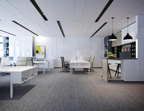3D Render of Office, Working Space Stock Illustration