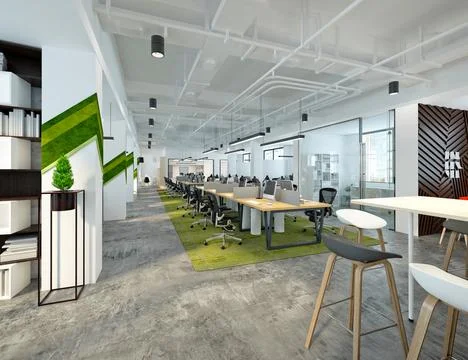 3D Render of Office, Working Space Stock Illustration