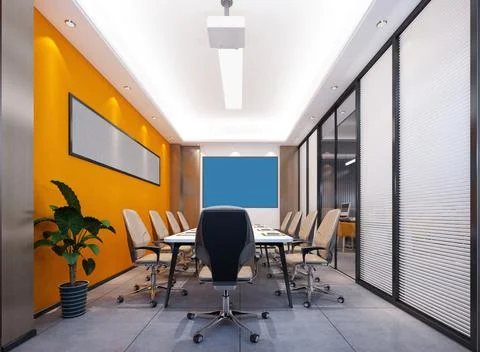 3D Render of Office, Working Space Stock Illustration