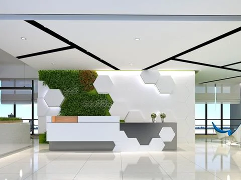 3D Render of Office, Working Space Stock Illustration