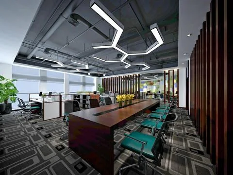 3D Render of Office, Working Space Stock Illustration